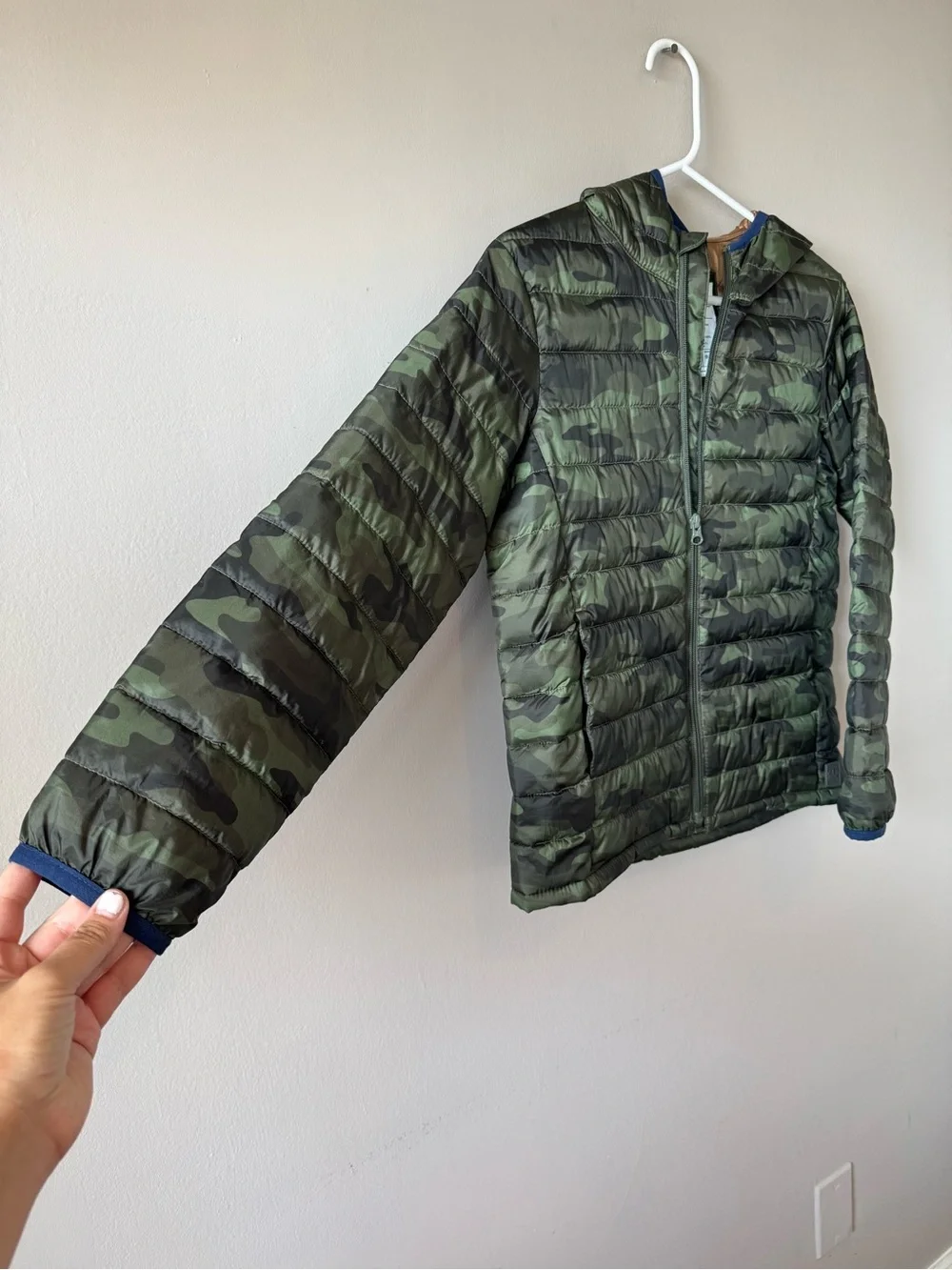 Gap Boys Green Camouflage Transition Lightweight Puffer Coat Jacket Size Large